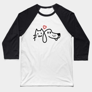 CAT AND DOG TOGETHER FRIENDS Baseball T-Shirt